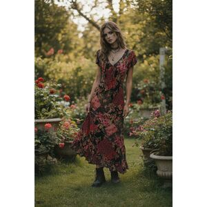 Paradise NY Vintage Y2K Flowy beaded Maxi Dress Size Large